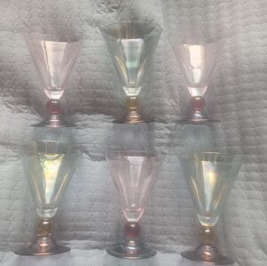 Vintage Cerve Italy Glass Goblets with Colorful Accents